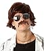 60s 70s Sonny Bono Wig and Mustache Short Brown Ron Burgundy Wigs Mens Shag Hippie Costumes Fits Adults