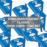 4business 10 Stück Euro-Parkscheibe Classic 4-sprachig blau-weiß § 42 STVO Eiskratzer 10er Set