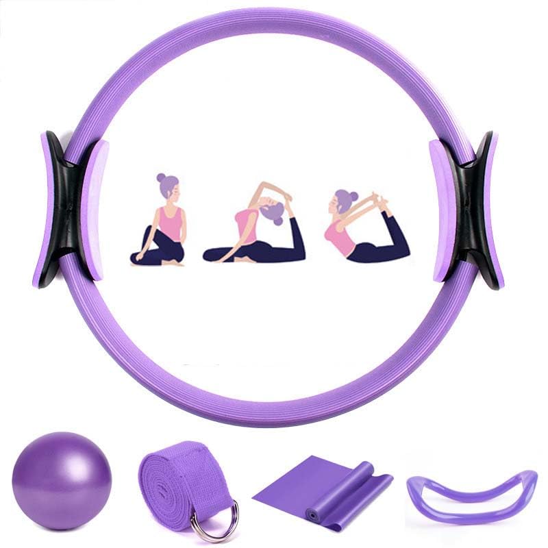 Kit Pilates,Juego de 5 Piezas,aro Pilates Mujer,Pelota Pequeña de Pilates,Aro de Pilates,Kit de Pilates para Ejercicio en Casa,Cintas Elásticas musculación