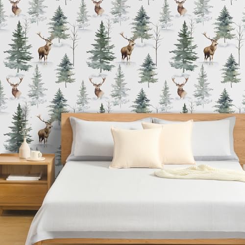 LHIUEM White Reindeer Tree Wallpaper Christmas Snow Deer Trees Peel and Stick Wallpaper(17.3โx118โ) Winter Woodland Landscape Mural Gift Wrapping Paper Christmas Elk Contact Paper for Farmhouse Home LHIUEM White Reindeer Tree Wallpaper Christmas Snow Deer Trees Peel and Stick Wallpaper(17.3โx118โ) Winter Woodland Landscape Mural Gift Wrapping Paper Christmas Elk Contact Paper for Farmhouse Home