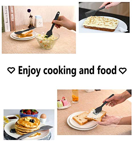 Image of P-Plus International Silicone Spatula Set 5-piece - 500ºF Heat-Resistant Baking Spoon Spatula - Seamless One-Piece Design Easy to Clean - Non-Stick Silicone Stainless Steel Core (Utensil 5 Black)