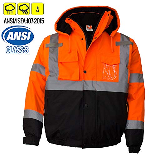 New York Hi-Viz Workwear WJ9011-M Men's ANSI Class 3 High Visibility Bomber Safety