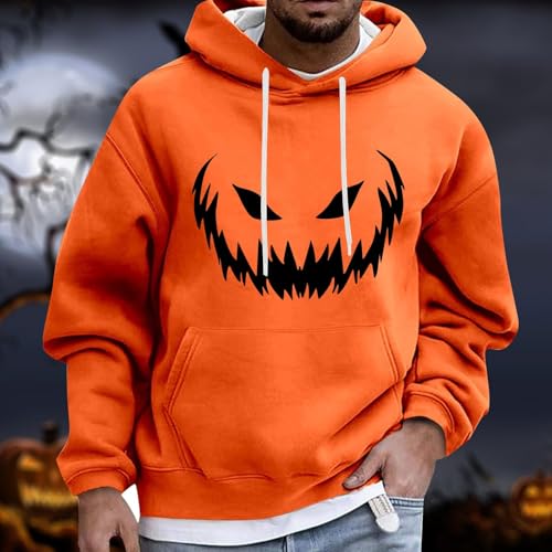 Men's Halloween Pumpkin Hoodie Sweatshirts Casual Long Sleeve Drawstring Hooded Shirt Fashion Holiday Events Blouse Plus Size2
