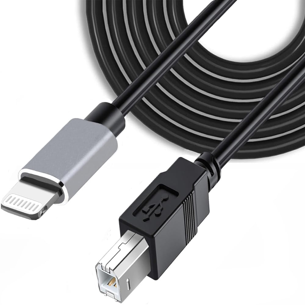 Wuedozue Phone to MIDI Cable,USB 2.0 OTG Type B Musical Instrument Midi Adapter Cord Compatible with iPhone 11 Pro / 11 /XS/Max/X/8/7 to Electric Piano,Midi Keyboard,Audio DAC and More