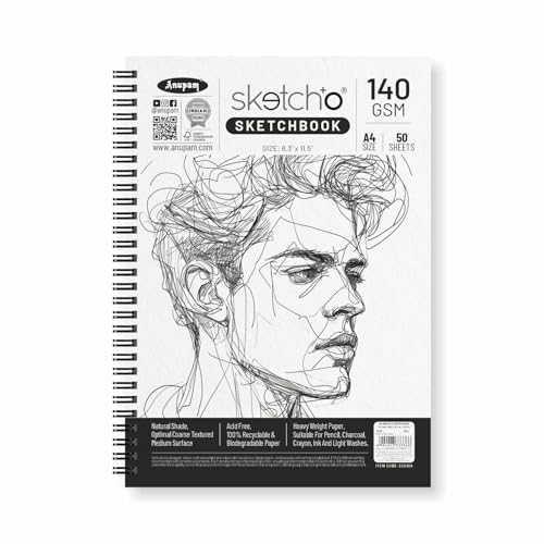 Anupam Sketch-O Sketchbook A4 | 50 Sheet 140GSM | Durable Acid Free Drawing Paper |Side Spiral-Bound Sketchpad for Artists Kids & Professionals for Marker Colored Pencil Charcoal (50 Sheets, Set of 1) (B0D9KBN5MK) Amazon Price History, Amazon Price Tracker