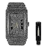 ICE STAR Men's Iced Diamond Watch with Stunning Crystals - Bling-ed Dial with Roman Hour Indicators - Fully Adjustable Metal Band - Quartz Movement - Gun Black Finish