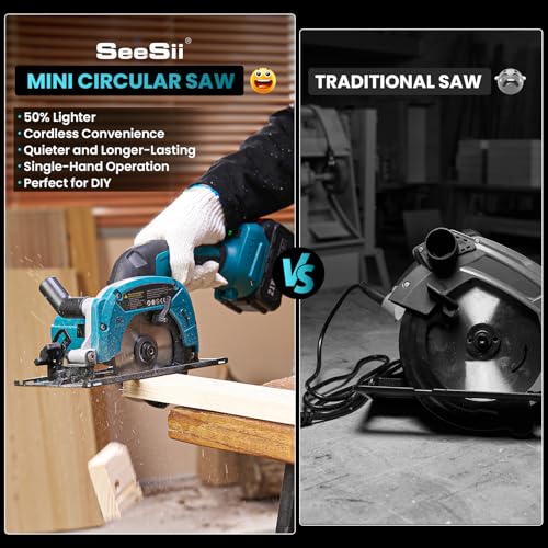 image for SeeSii Cordless Mini Circular Saw, 4-1/2