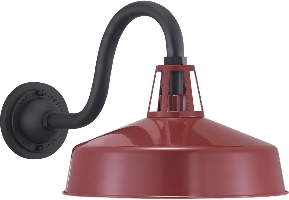 Progress Lighting Cedar Springs Collection 1-Light Farmhouse Outdoor Extra-Large Wall Lantern Light Red