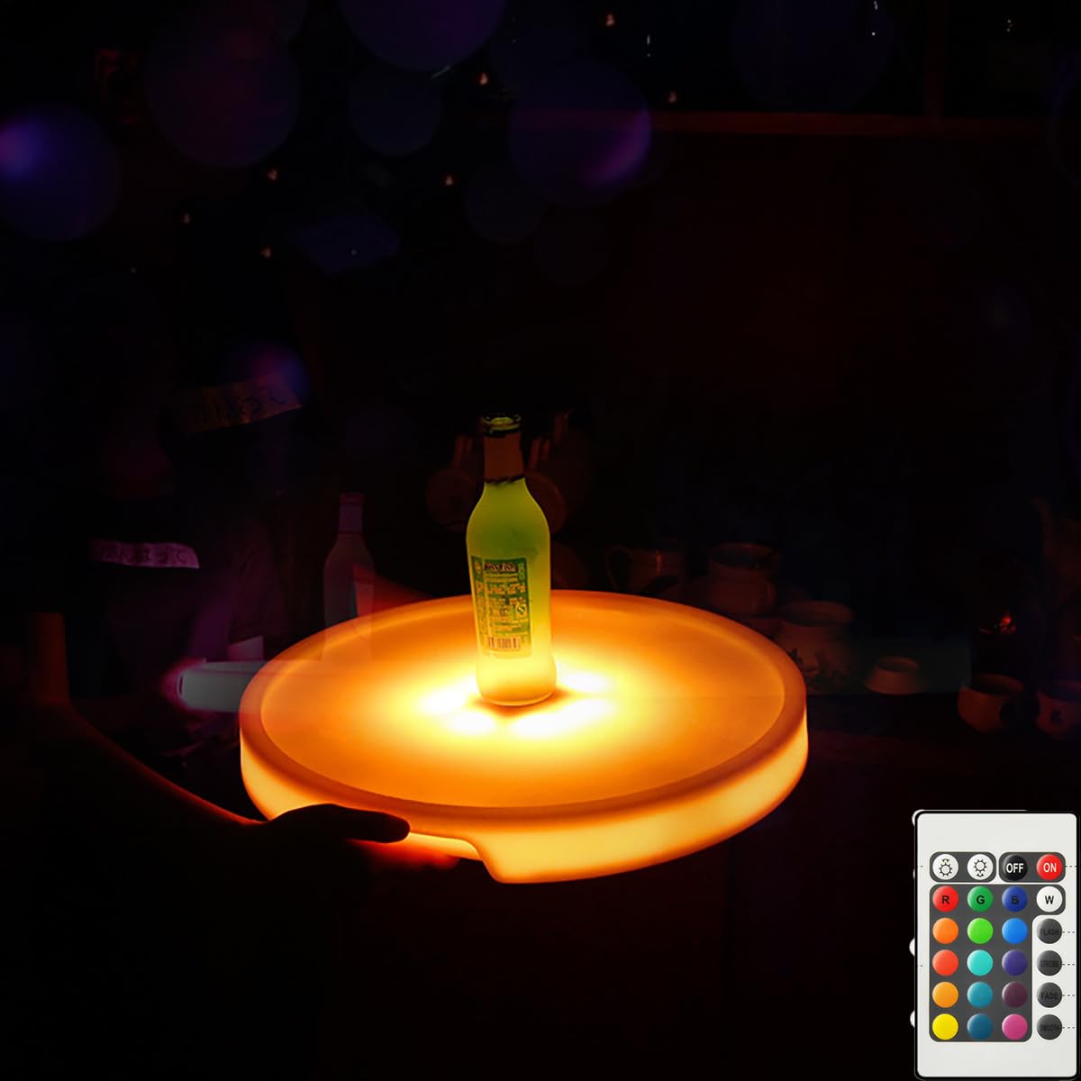 Bandeja Para Servir Con Luz Led, Bandeja Redonda Recargable Impermeable Para Aperitivos Led, Bandeja Para Bar De Vinos Con 16 Bebidas Coloridas, Bandeja Para Champán De Frutas, Para Fiestas De Navidad