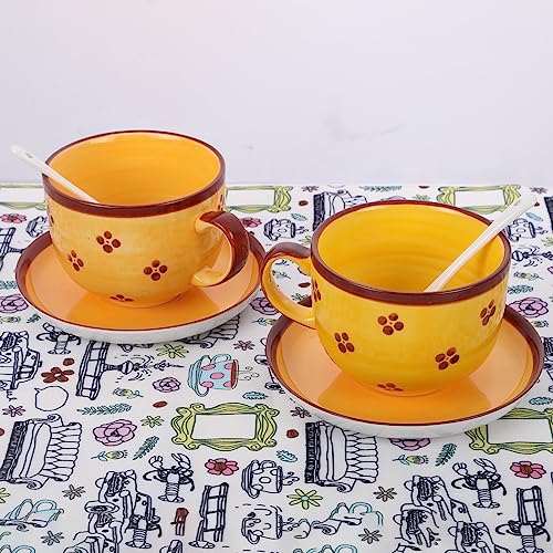 KINVI Friends TV Show Monica Coffee Cups + Mugs Dish+ Spoonsets/drinkware-cups-with-saucers/drinkware-saucers/Novelty Coffee Mugs…