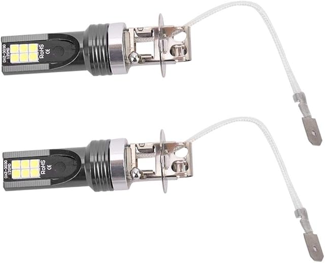 Headlight Led H3,2Pcs LED Headlight Bulb, 2525 12LED Car Vehicle Headlight replacement for H3 Headlamp Bulb DC12V 24hite 6500K 7500K