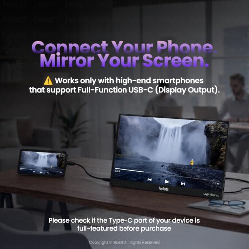 Image of Helett LogicView Neo Single Screen Portable Monitor 15.6 inch|A+ Grade FHD 1080p IPS Display|Vertical & Horizontal Viewing|300 Nits|Ultra Slim 4mm|USB-C & Mini HDMI|Second Screen for Laptop, Mac & Phone