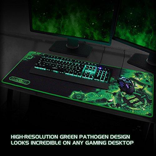 Enhance Extended Large Gaming Mouse Pad - Xl Mouse Mat (31.5" X 13.75") Anti-Fray Stitching For Professional Esports With Low-Friction Tracking Surface And Non-Slip Backing - Green #TOP1