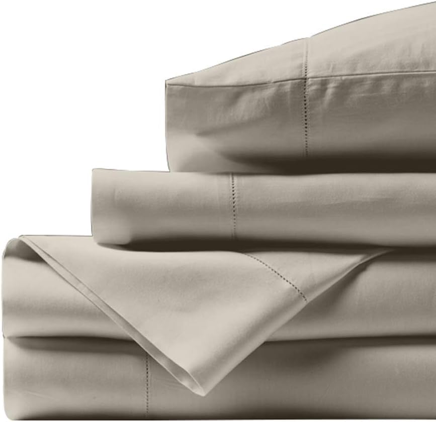King Sheet Set, 100% Egyptian Cotton King Size Sheets Set 800 Thread Count, Extra Soft 4 Piece Set 16 Inch Deep Pocket Sheet and Pillowcase Set for Home, Bedroom & Hotel - Ivory