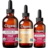 Cliganic Organic Carrier Oil Trio: Jojoba, Argan & Rosehip