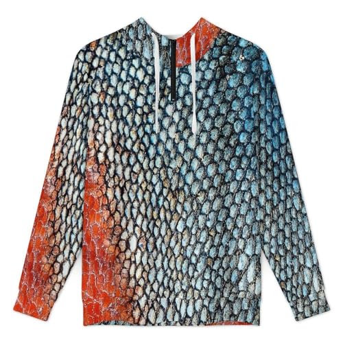 Rainbow Trout Skin Men's Quarter Zip Drawstring Hoodies Long Sleeve Sweatshirt Casual Pullover3