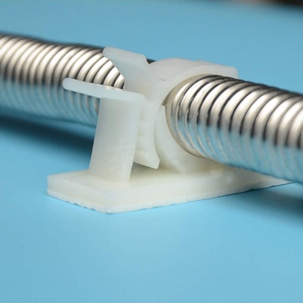 GLEAVI 50pcs Plastic Self-Adhesive Tube Clamps - Pipe & Cable Holders For Home, Office & Car Organization
