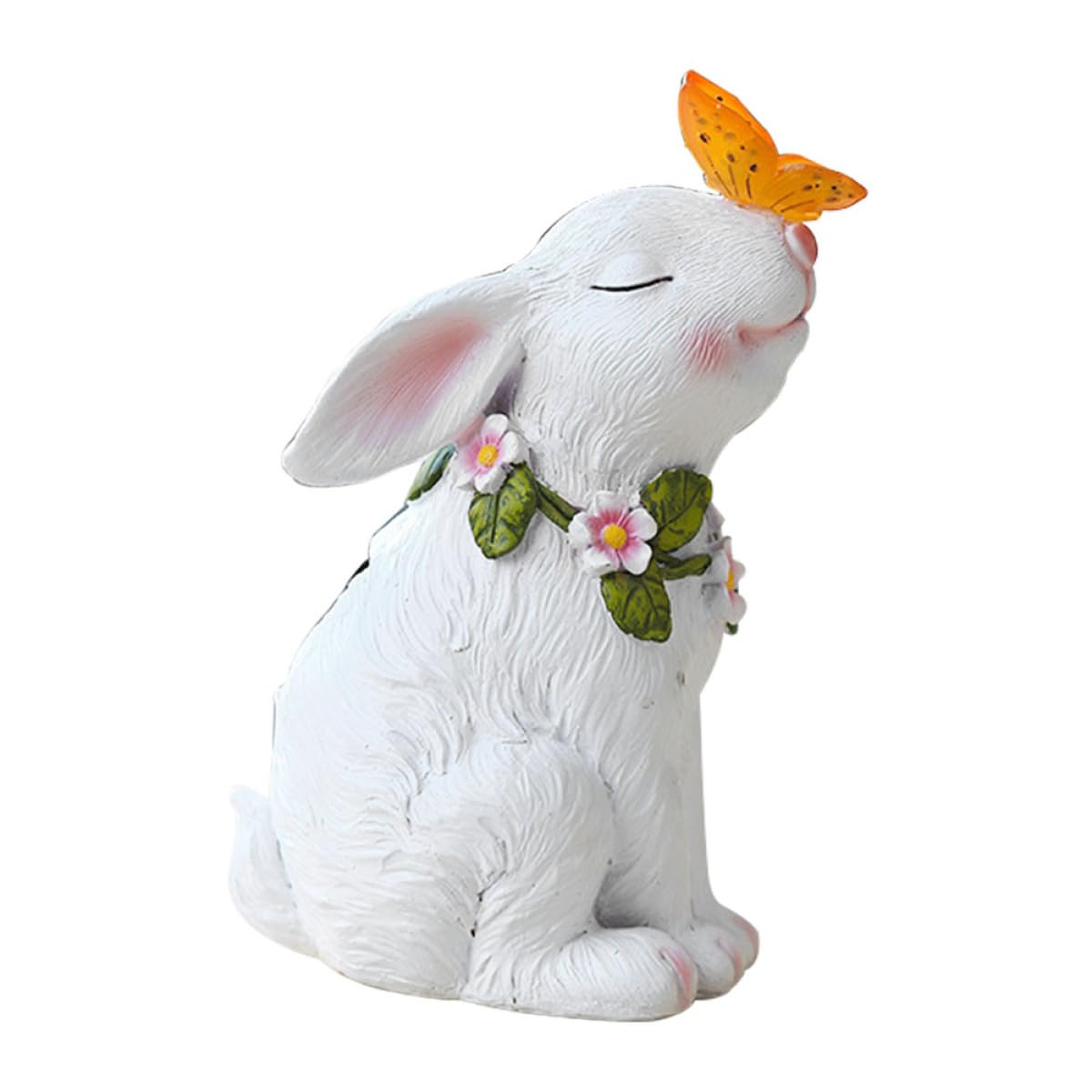 Ornement solaire lumineux lapin blanc Kichvoe statue résine étanche jardin