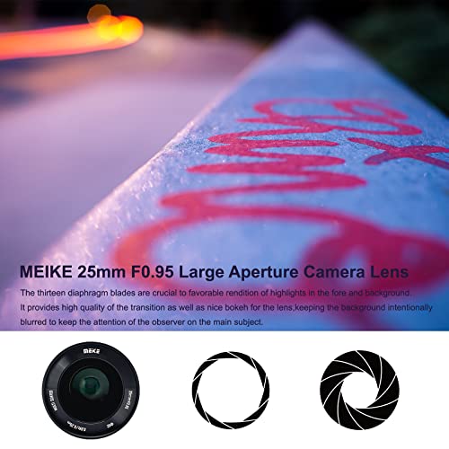 Image of Meike 25mm f0.95 Manual Focus APS-C Lens for Sony E Mount Mirrorless Cameras,Large Aperture Wide Angle Compatible with A6400 A5000 A5100 A6000 A6100 A6300 A6500 A6600 A6700