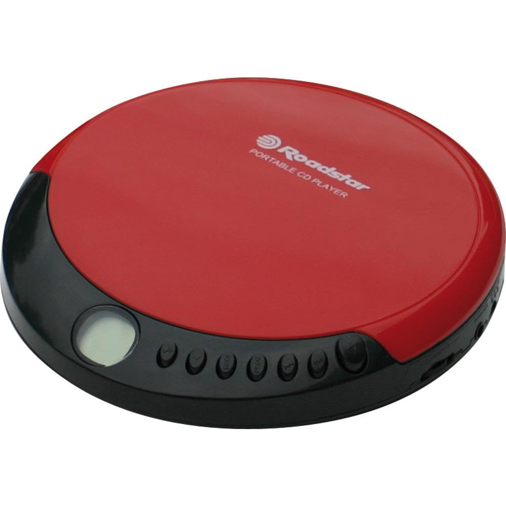 Roadstar PCD-435NCD/RD Discman, Lettore CD, CDA, CD-R, CD-RW, Portatile con Auricolari Inclusi, senza Fili, Display LCD, Batterie, Rosso