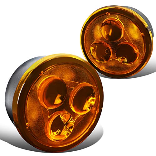 Auto Dynasty Pair Amber Lens LED Front Bumper Turn Signal Light/Lamps Compatible with 07-18 Jeep Wrangler JK