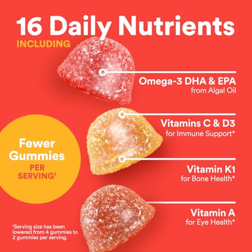smartypants kids multivitamin gummies - improved formula omega 3 dhaepa vitamins d3 c b12 b6 vitamin a k amp zinc gluten free three fruit flavors 60 count 30 day supply