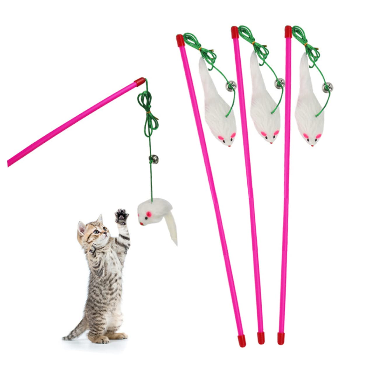 POPETPOP 10stücke Interaktive Katzenangel Mit Mausdesign Lustiges Spielzeug Für Katzen Fördert Und Geistige Anregung Zufällige Farben Für Katzentraining Und