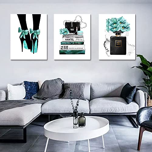Yowocal Fashion Woman Wall Art Canvas Print Poster,8"X12" Perfume Handbags High Heels With Flowers Drawing Decor For Living Room Bedroom Girls Dorm Make Up Room(Set Of 4,Unframe) #TOP3
