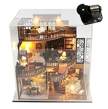 Amazon | 木製ミニチュアドールハウスキット3層ロフトレトロ高級