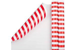 JAM Paper Gift Wrap - Striped Wrapping Paper - Red and White Stripes