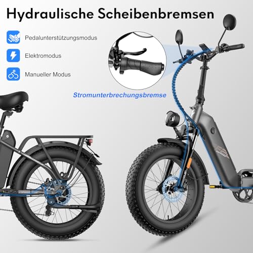 Fafrees FF20 Polar Fatbike E Bike Klapprad 20 Zoll mit 48V 10,4Ah*2 Akkus, E-Bike Damen Herren,...