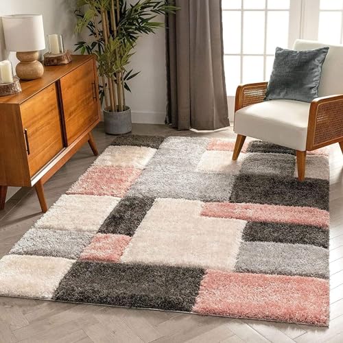 Image of SAGON Anti-Skid Shaggy Carpet Rug for Home | Ultra-Soft Plush Floor Mat for Living Room & Bedroom | Non-Slip, High-Density, Cozy Luxury Decor| 6 x 9 Feet Pink - B