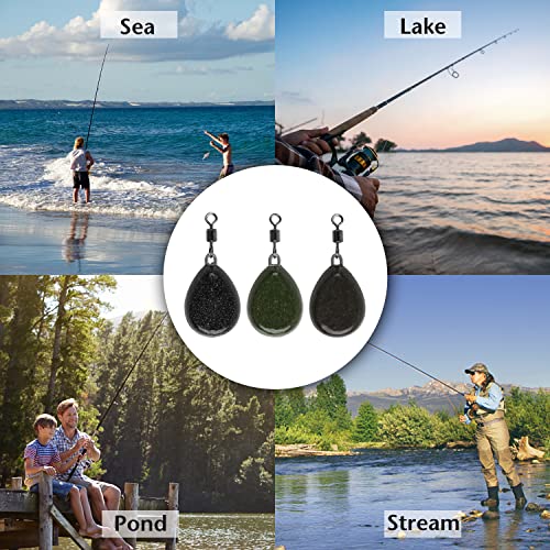 Carp Fishing Weights Sinkers 2Oz, 8Pcs Coated Flat Pear Sinker Weight Swivels Carp Coarse Fishing Gear Tackle #TOP6