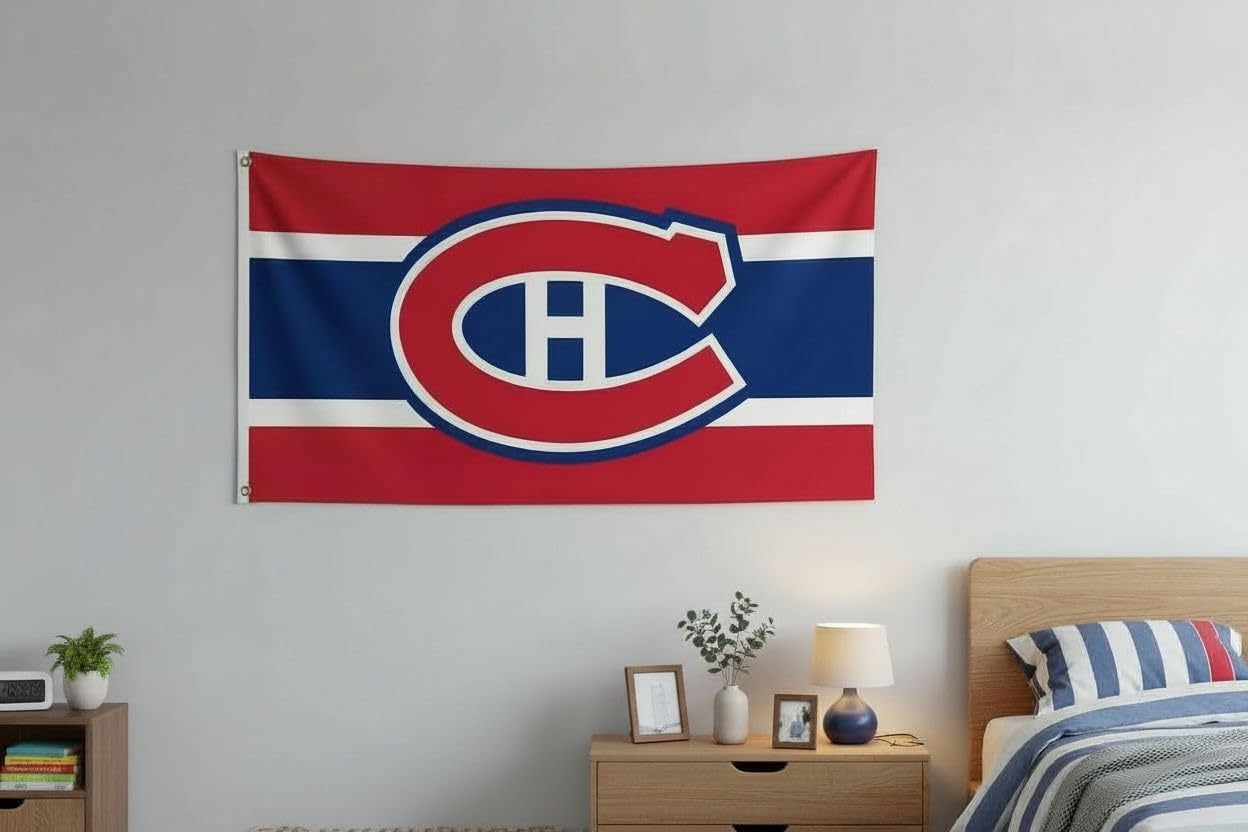 Montreal Flag 3x5 FT Canadiens – Premium Fan Hockey Banner with Metal Grommets – Heavy-Duty Polyester, Double-Stitched Edges, Vibrant Red, White & Blue Canadiens Design for Home, Yard, Man Cave, or Game Day — view 3