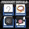 Refrigerant Refill Kit, Refrigerant Indicator Air Conditioning Filling Set for R1234YF R134A R404A R12 AC Pressure Gauge Set Multifunctional AC/HVAC Pressure Gauge Set 3-Way With Double Scale 3 Valve #4