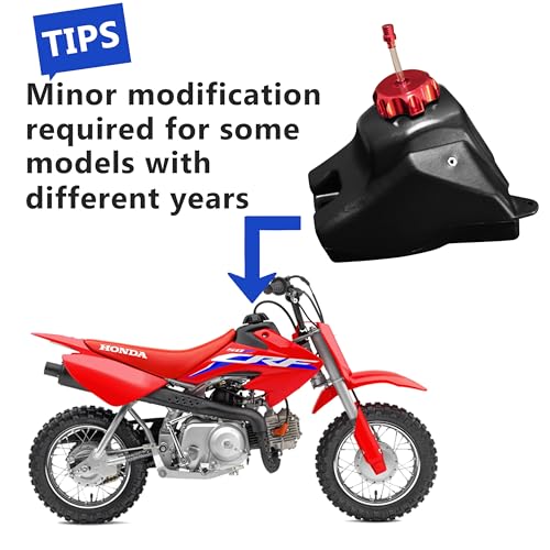 Image of Dirt Bike Gas Tank 3.5L with Aluminum Gas Cap, Fuel Filter, Petcock, for Honda CRF50, Kayo TS90, Pitster Pro XJR110, SSR 70cc, SSR 110, SSR 125 and 50cc-125cc Chinese Pit Bike Parts (Red Cap)