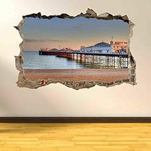 Muurstickers 3D Spiegelweergave Doorbreken De Muur Vinyl Muurstickers Verwijderbare DIY Vinyl Muurstickers Pier voor…