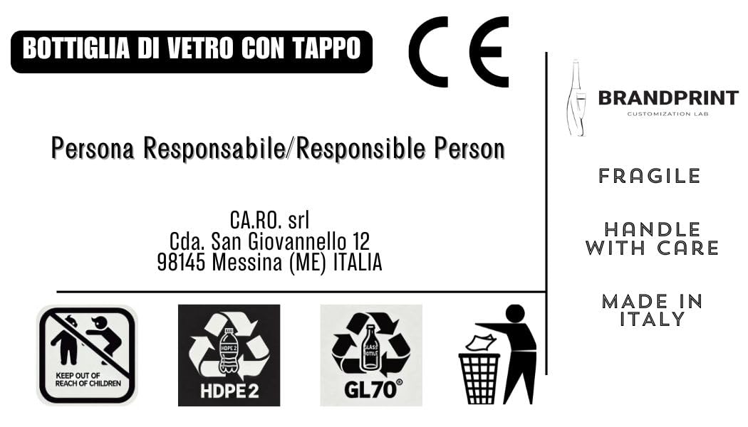 Juego de 6 botellas de cristal azul para agua solarizada modelo Iside 750 ml con tapón de rosca de aluminio recubierto de madera. Botella de plástico libre