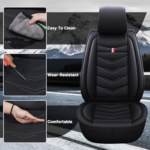 Image of Car Seat Cover 2 Seats for Nissan 370Z 2009-2020, Durable Wear Resistant Waterproof Vehicle Cushion Covers, Breathable No Odor Premium Leather Vehicle Seat Covers.(Standard,Black)