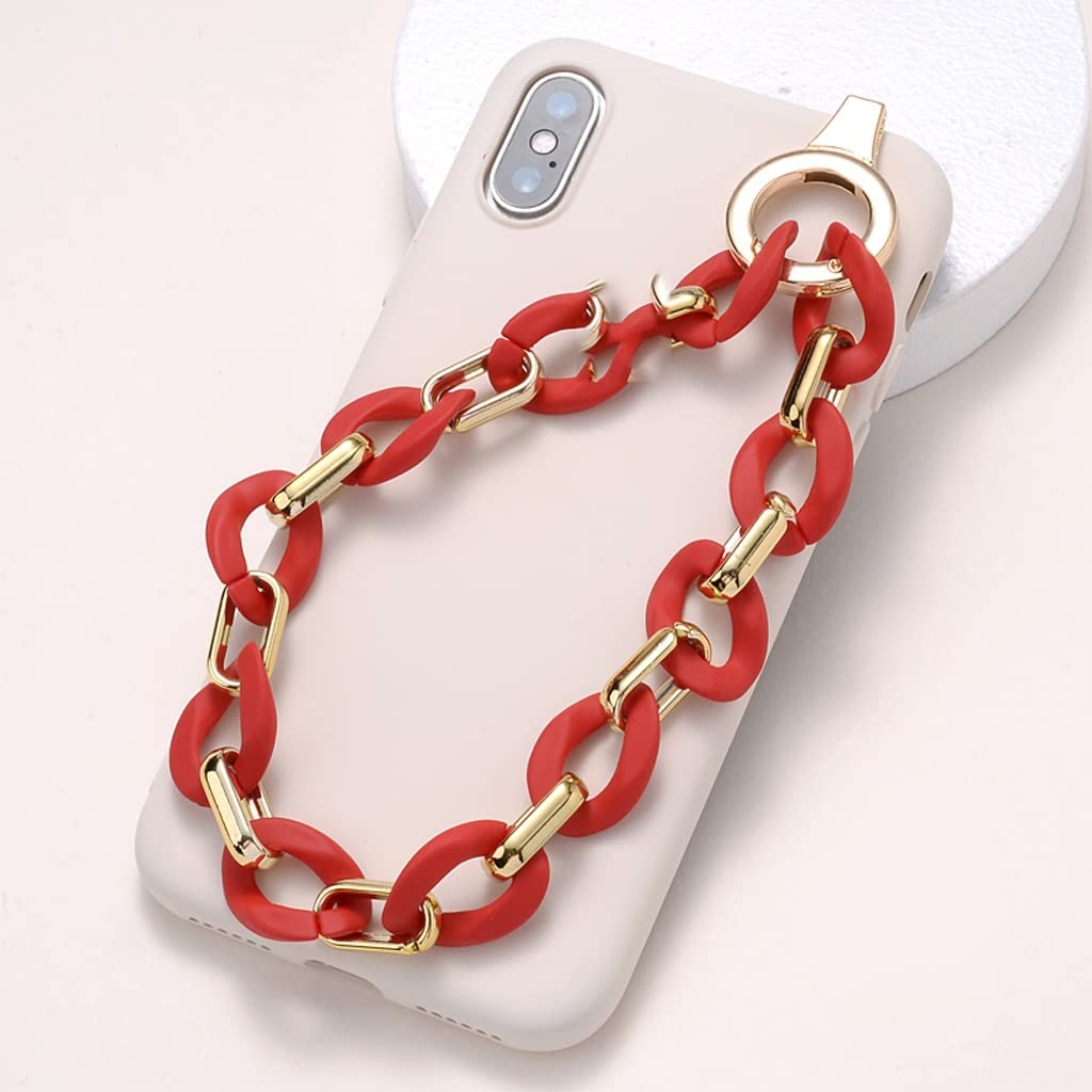 Cadena acrílica Colorida para teléfono móvil, cordón de Cuentas de Metal para Mujer, Correas para Sujetar Llaves, Accesorios de Regalo (Paquete de 3 Gris Claro)