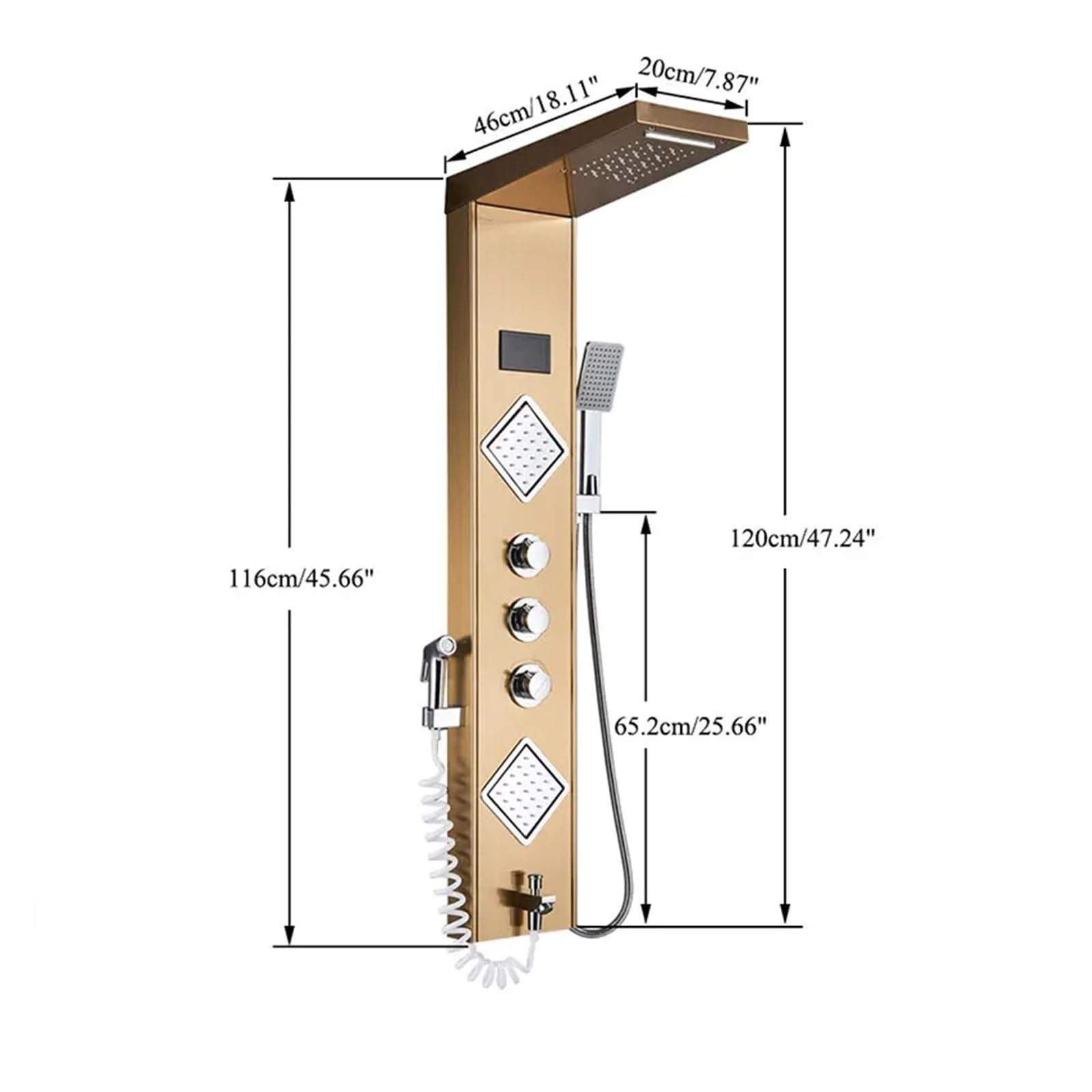 Sistemi di pinnello con pinnello da Doccia a LED Nero Spazzolato Nero di Lusso, Toccata per Massaggio Portatile schermata di visualizzazione Digitale, Kit Doccia