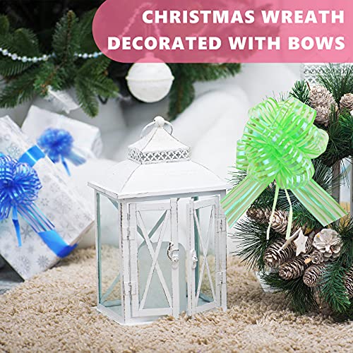 24 Pieces Pull Bow Mixed Color Large Organza Pull Bow Present Wrapping Pull Bow with Ribbon for Wedding Present Baskets (4.5 Inch Diameter)