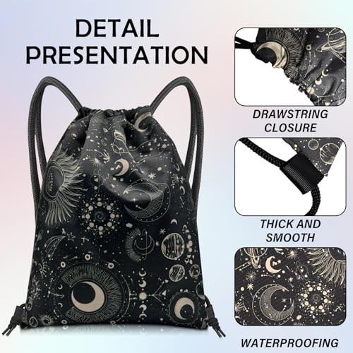 Drawstring Backpack Draw String Bag Sports Gym Bags Waterproof Cute Aesthetic Sackpack for Unisex Women Sports Beach Travel(13"×17")-Moon3