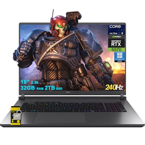Image of ASUS ROG Strix G18 G815 Gaming AI Laptop 18 inch 2560x1600 240Hz (100% DCI-P3) Intel 24-core Ultra 9 275HX 32GB RAM 2TB SSD GeForce RTX 5070 (Up to 798 AI Tops) RGB Backlit Win11Pro ICP Hub /