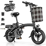 HiyViy H14-A Electric Bike for Adults, Peak 1200W Folding Electric Bikes for Adults, 48V 10A (480WH) E Bike, 45 Miles(PAS) E-Bike, Commuter Foldable Electric Bike, 14' Folding Ebike for Teens