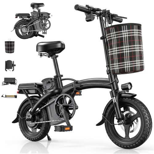 HiyViy H14-A Electric Bike for Adults Peak 1200W Folding Electric Bikes for Adults 48V 10A (480WH) E Bike 45 Miles(PAS) E-Bike Commuter Foldable Electric Bike 14 Folding Ebike for Teens