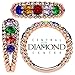 Central Diamond Center Rope Mothers Birthstone Ring with 1 to 10 Simulated Birthstones, Sterling Silver, 10K or 14K Gold