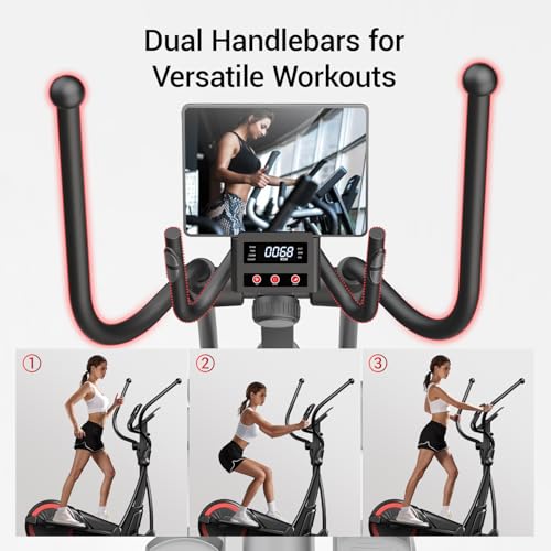 Image of Elliptical Exercise Machine with 15.5 inch Stride & Heart Rate Grips, Silent Magnetic Elliptical Trainer for Home with 16 Levels Resistance and LCD Monitor,400 LBS Weight Capacity