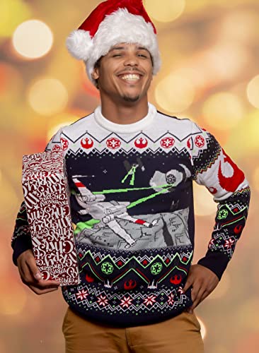 Pull de Noël Star Wars X-Wing vêtement geek hiver en maille jacquard spatiale - 2