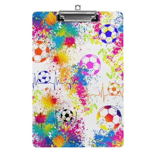 サッカー レインボーカラードリップ 会議パッド アクリル板 ワードパッド ライティングパッド プレートクランプ フォルダーボード 壁掛け 便利 文房具 クリップホルダ ルーズリーフバインダー フォルダ 書類ホルダー 用箋挟み A4 オフィス用品